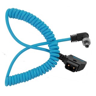 Kondor Blue Coiled D-Tap to Locking DC 2.1MM Right Angle Cable (Atomos Ninja/Shogun)