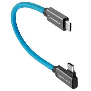Kondor Blue USB C to USB C High Speed Cable for Samsung T5 T7 SSD - Right Angle Standard 8,5