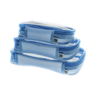 Filmsticks Kabeltaschen Set aus 3 Taschen: S, M und L / Blau-Transparente Kabeltasche