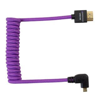 Gerald Undone MK2 Full HDMI to Right Angle Micro HDMI Cable 12"-24" Coiled (Purple)(Right Angle (R5/R6)