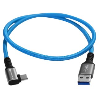 USB A zu USB C 3.0 Rechtwinkliges Hochgeschwindigkeitsdaten- und Ladekabel 3a 60w 5g