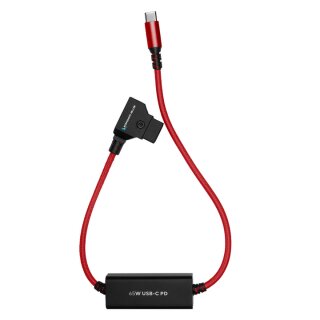 Kondor Blue 16" D-Tap to USB C Power Delivery Cable for Mirrorless Cameras & Laptops (Cardinal Red)