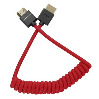 Kondor Blue Coiled Full HDMI Cable (12-24" - 30-60cm) Cardinal Red