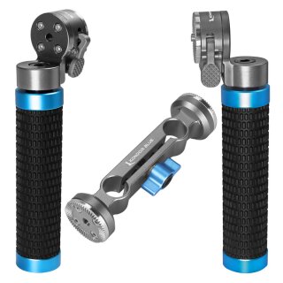 Kondor Blue Quick Release Rosette Hand Grip Set (Right and Left) + Dual Rod Clamp (Space Gray)