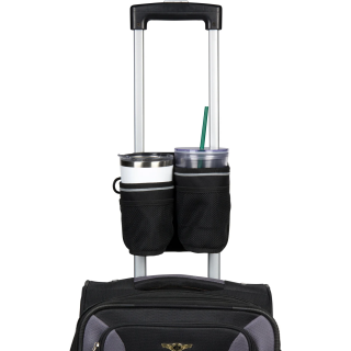 RoboCup Travel-Friendly Folding Dual Drink Holder with Storage for Cases & Luggage with a Telescopic Handle