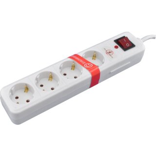 4-Way Surge protected Mains extension (incl. LED switch)