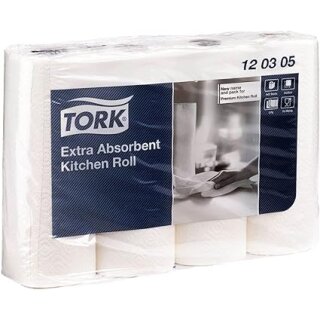 Tork kitchen rolls Premium extra absorbent 3-ply 4 rolls of 51 sheets each