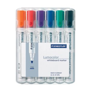 6 STAEDTLER Whiteboard-Marker Lumocolor farbsortiert - orange, rot, lila, blau, grün, schwarz