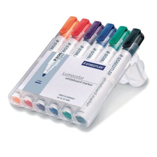 6 STAEDTLER Whiteboard-Marker Lumocolor farbsortiert - orange, rot, lila, blau, grün, schwarz