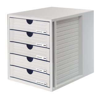HAN Schubladenbox System-Box DIN A4 grau mit 5 Schubladen
