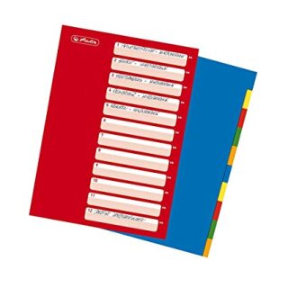 Herlitz Register Kunststoff, A4, blanko, 10-teilig, vollfarbig