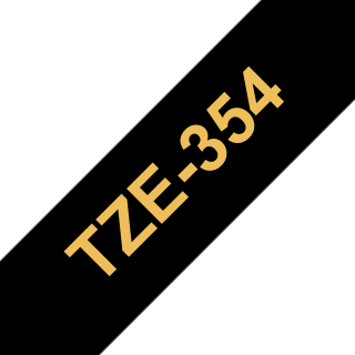 Original writing tape Brother TZe-354, 24mm gold on black