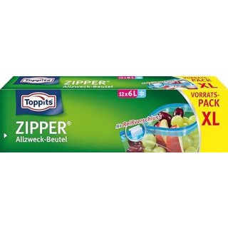 Toppits - Zipper all purpose bag 6 L XL (8 pieces)