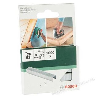 Bosch Tackerklammern DIY 53/8 8mm, Feindrahtklammern, Typ 53, 1000 Stück